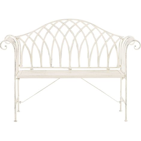 Panca da Giardino in Metallo Bianco Larghezza 130 cm Terrazza Balcone Milazzo (1/5)