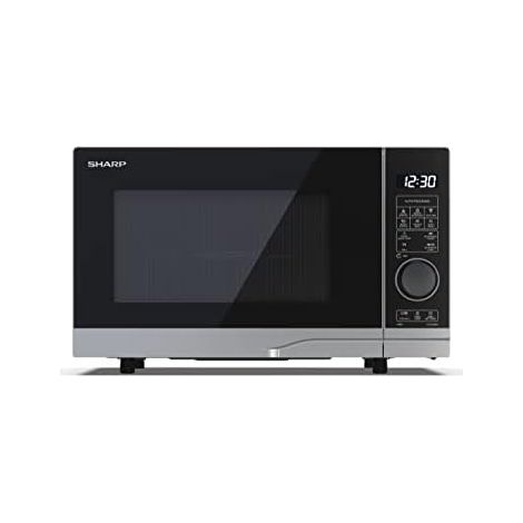 SHARP YC-PG204AE-S --Mikrowellenherd mitGrill (700 W, 20 L, 10 Leistungsstufen, Eco-Funktion, Auftauen, Kindersicherung), silber und schwarz