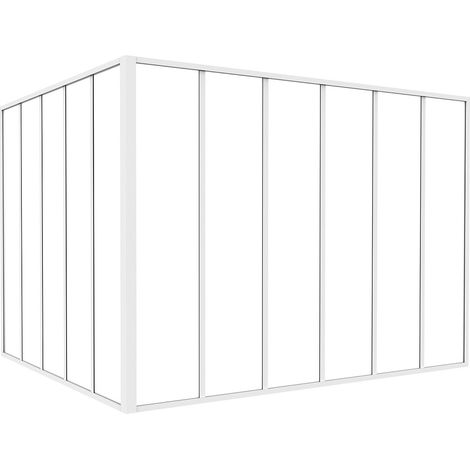Verrière d'angle d'atelier en aluminium thermolaqué - L180 x L150 x H130 - Blanc - BAYVIEW