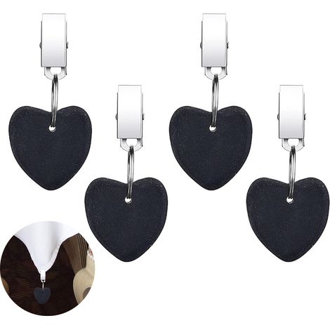 Poids De Nappe En Pierre Forme Coeur - Clips Acier Inoxydable - Pour Extérieur Et Intérieur - Lot De 4 (1/5)