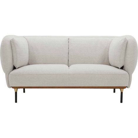 Atmosphera – Canapé droit 2 places gris souris – Tissu chiné – Pieds en fer – Design contemporain avec dossier arrondi – Confort optimal pour salon (1/5)