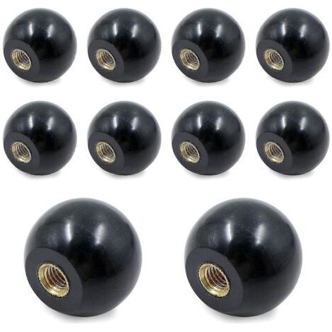 Kugelgriff: 10 Stück, Innengewinde, M625 mm Isoliergriff, schwarzer Bakelit-Rundgriff, Kupfer. (1/4)