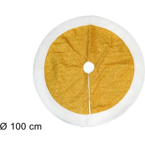Trade Shop - WEIHNACHTSBAUM TEPPICHROCK 100 CM GLITTER GOLD PELZ EFFEKT -