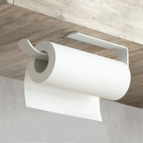 Porte-essuie-tout, porte-rouleau de papier essuie-tout, porte-essuie-tout sous meuble, distributeur d'essuie-tout sans perçage (28 cm (blanc)) (1/4)