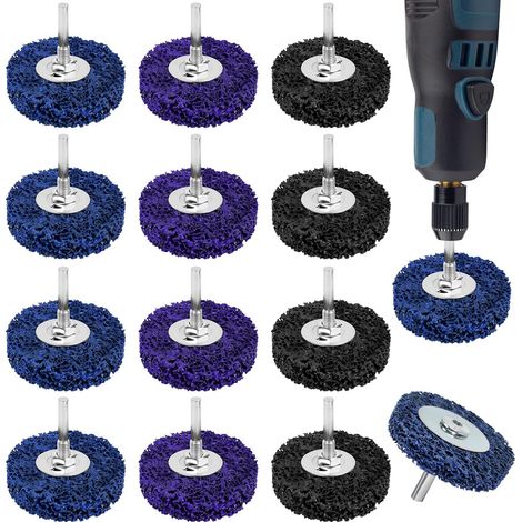12 Pcs Disque Abrasif 50mm, Disque Ponçage en Carbure de Silicium, Disques de Nettoyage pour Meuleuse, Disques Ponçeuse avec Poteau, pour Nettoyage Peinture Oxydation, 3 Niveaux de Dureté (1/5)
