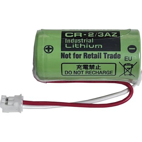 Batterie de rechange CR-2/3AZ CR17335 compatible avec CR-2/3AZ pour système d'alarme avec prise blanche (1/4)