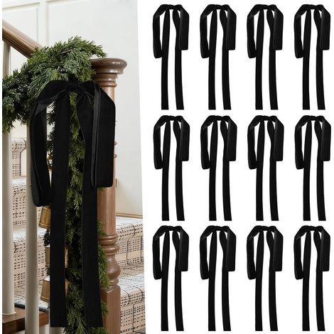de nœuds Noël en x cm décorations intérieures/extérieures Lot 12 60 40 velours noir (1/5)