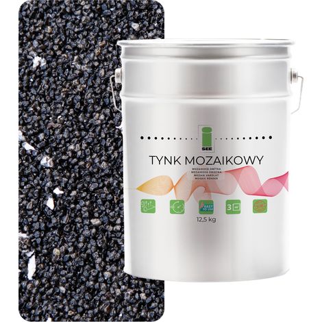 Enduit mosaïque avec résine noire mica, classe 1, 12,5 kg, résistant au gel