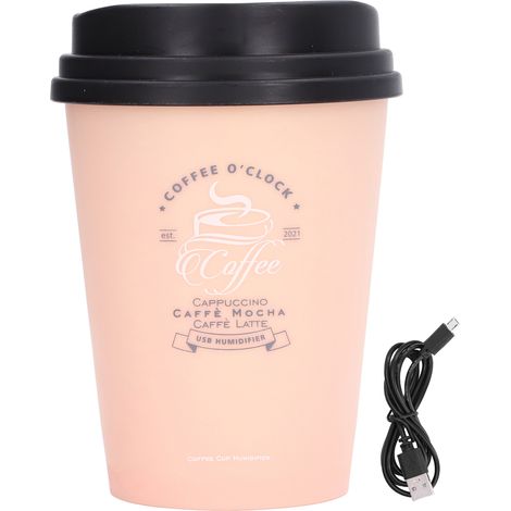 Mini Humidificateur USB 300ml - Tasse Design Silencieux, Éteint Automatiquement, Léger et Compact pour Bureau, Voiture ou Maison - Rose (1/5)