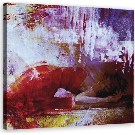 Tableau sur toile Femme Robe rouge Aquarelle 30x30 (1/5)