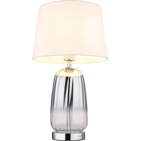 Lampada da tavolo lampada da soggiorno lampada da camera lampada da tavolo lampada da comodino lampada laterale, metallo vetro tessuto cromato argento, E27, H 52 cm (1/5)