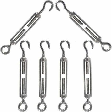 M5 Tendeur Cable Tendeur Crochet et œil Acier Inoxydable 304 Tendeur Réglable Tendeur de Fil Utilisé pour Tendre le Fil d'acier l'antenne Corde à Linge Chaîne 6PCS (1/4)