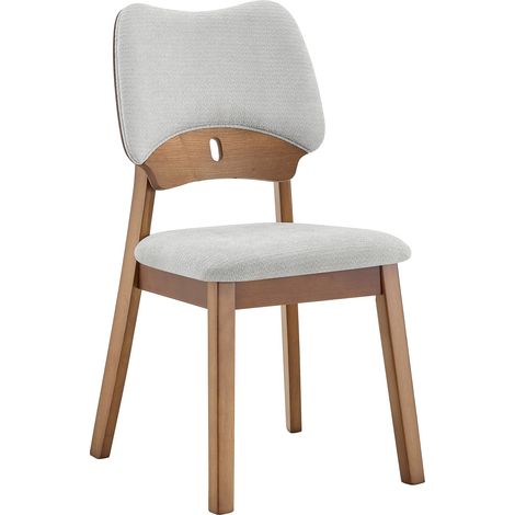 Set de 2 sillas de comedor de madera con respaldo mariposa y asiento acolchado gris (1/5)