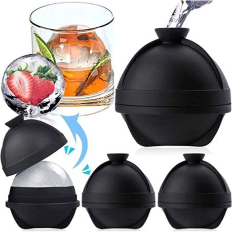 Forme de glaçons, 4 Pièces de moule en silicone Ice Ballon Rond en Silicone Eiskugelform Ice Ball Formes, Moule Boule, Eisbälle Maker, Silicone Eisform pour Ice Balls,Bière,Cocktails,Whisky (1/5)