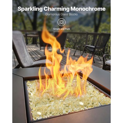 Verre de Feu pour Braséro, 4,5 kg, Pierres en Verre pour Foyer à Gaz, 12,7 mm, Sans Fumée et Réfléchissante, Pierres Décoratives Ré… (1/5)
