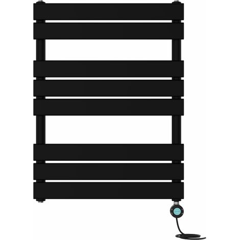 Pre-filled Electric Heated Towel Rail Radiator Flat Panel Thermostatic 800x600mm Black (1/5)