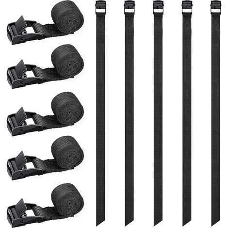 Lot de 10 Sangles d'arrimage Courtes de 50 cm pour Porte-vélos, avec Boucle de Serrage, Petites Sangles d'arrimage, pour vélo, Diable, Moto, Bagages (1/5)