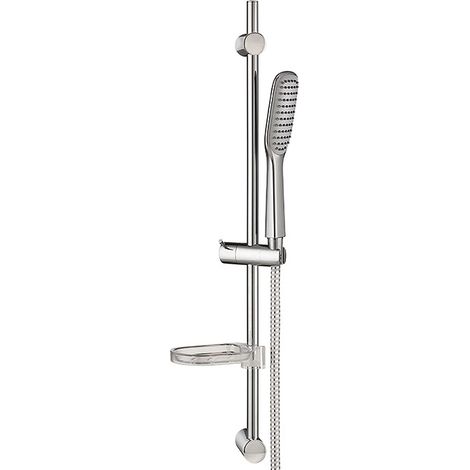 Colonne Barre de douche chromee hauteur reglable 70 cm douchette 1 jet flexible PVC (1/4)