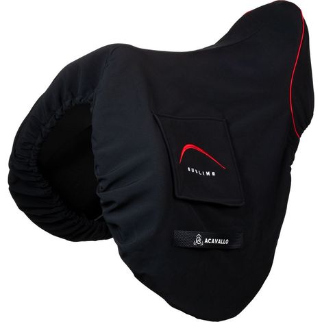 taglia unica, Nero: Coprisella modello Sublime per selle da dressage in tessuto tecnico idrorepellente con interno in pile (1/4)