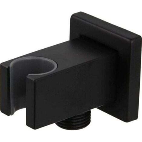 Support de douche mural en laiton noir mat avec raccord 1/2 pouce – design élégant et robuste (1/5)