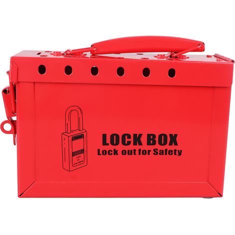 Boîte de cadenassage LOTO groupe 12 trous acier inoxydable robuste rouge portable pour sécurité industrielle et maintenance (1/5)