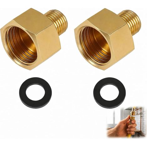 Lot de 2 Raccord Gaz Allemand Français, Adaptateur Gaz G 1/2" Femelle Droite vers G 1/4" Mâle Gauche, Raccord Laiton pour Tuyau Gaz, Caravane, Camping, Barbecue, Cuisine Mobile (1/5)