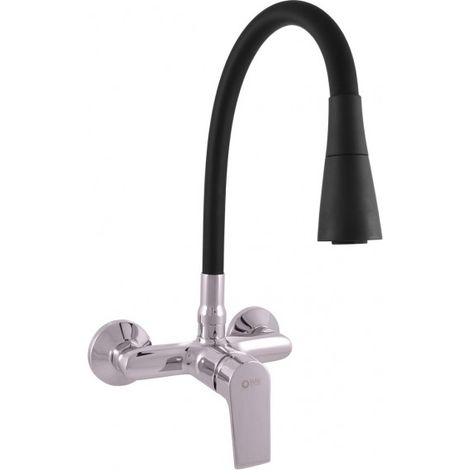 Mitigeur évier mural flexible noir à mémoire de forme COLORADO H. 32,3 cm (1/4)