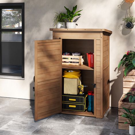 Armoire jardin étagère Bois Marron réglable pêne dormant 75x56x117 cm