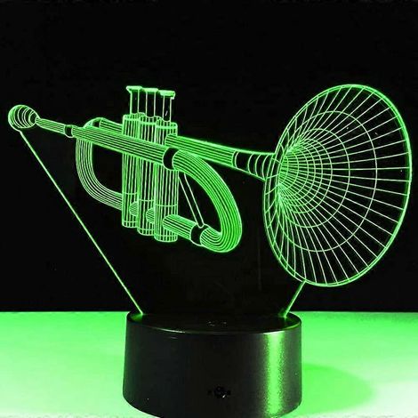 Lampe de table/bureau 3D en forme de trompette, veilleuse tactile, 7 couleurs changeantes, 7 effets lumineux, lampe LED décorative, idéale pour Noël ou pour la maison. (1/5)
