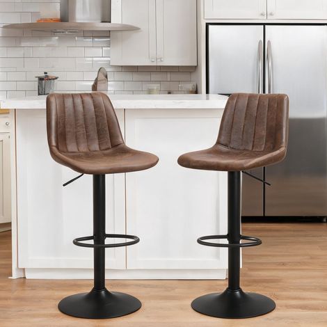 Tabouret de bar marron en tissu 43 x 46,5 x 110 cm (1/5)