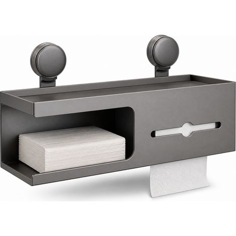 Porta carta igienica da parete rimovibile a ventosa grigio 37 cm (1/5)