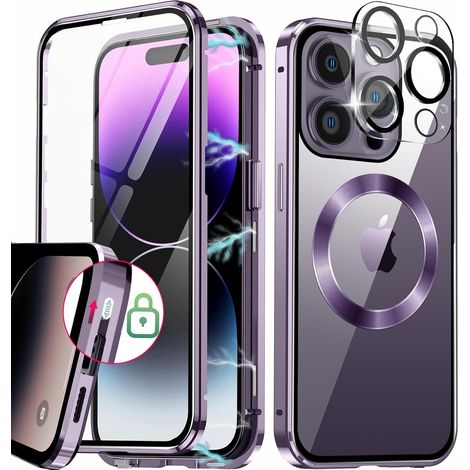 CUSTODIA BUMPER PER APPLE IPHONE 14 PRO MAX CON CORNICE IN VETRO VIOLA E FOTOCAMERA (1/5)