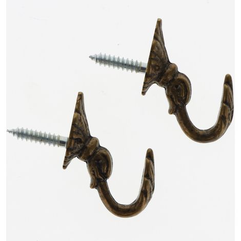 Lot de 2 Gonds Feuille de 30mm en Laiton Vieilli pour tringles à rideaux - BOULET (1/4)