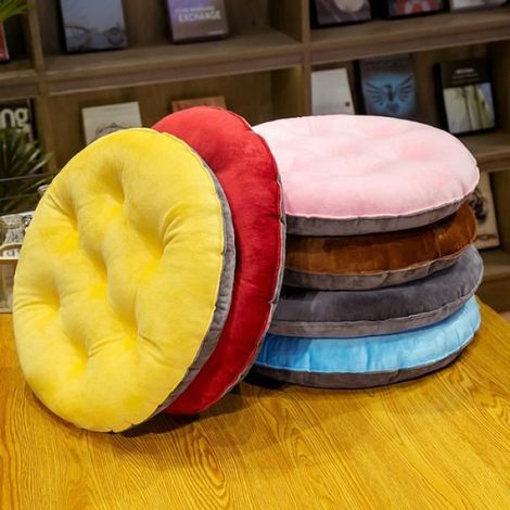 Lot de 4 Coussin de Chaise Coussins de Siège, Ronde Coussin de chaise en peluche cristal, avec un design coloré, 40 x 40cm,Jaune (1/4)