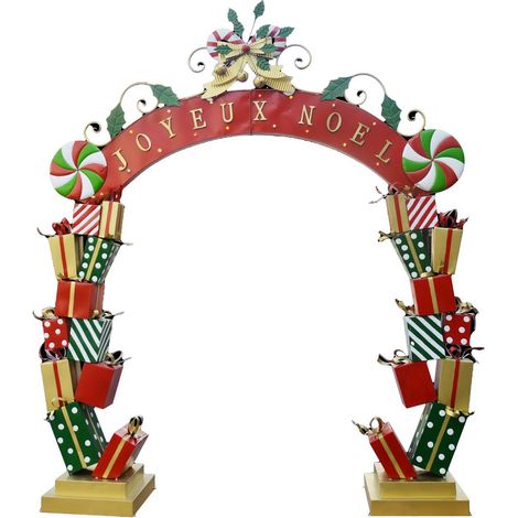 Fééric Lights And Christmas – Décoration d'extérieur arche 265.5cm 17 LED avec transformateur – Acier rouge – Hauteur 300cm – Éclairage festif extérieur