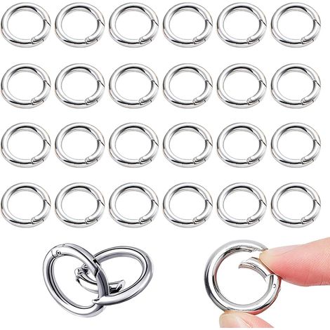Mousqueton rond 20 pièces, acier inoxydable 20 mm, boucle à ressort multifonction pour porte-clés, sacs et loisirs créatifs. (1/5)