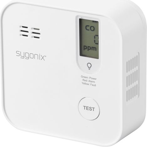 Sygonix  Kohlenmonoxid-Melder  inkl. 10 Jahres-Batterie, mit internem Sensor batteriebetrieben detek