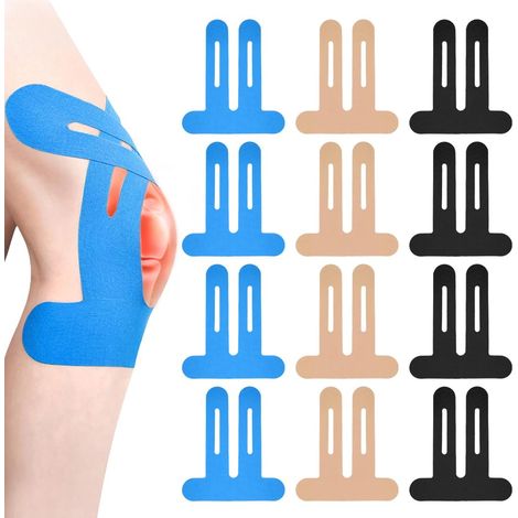 12 morceaux de kinésiobande prédécoupés pour le genou, kinésiobande sportive imperméable, kinésiobande élastique, pour les genoux, les épaules, les chevilles et les poignets (1/5)