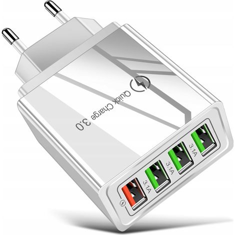 CARGADOR DE PARED RÁPIDO 4xUSB CARGA RÁPIDA 3.0 la13WHITE