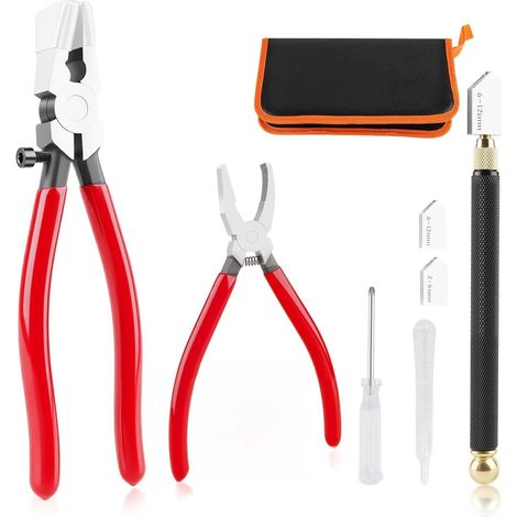 Set outillage professionnel découpe verre - Embouts anti-dérapants caoutchouc - Pour carreaux, miroir, mosaïque - Coupe nette (1/5)