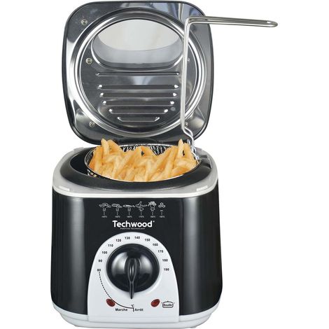 Friteuse Techwood TFF-86 1L 950W - 2 en 1 Fondue, Bac à huile de capacité 1L - coloris Noir (1/5)