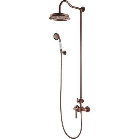 Set de douche avec mitigeur – Douche de tête ronde 225 mm – Cuivre ancien – Anti-Scale – AM5244ORB – Omnires (1/5)