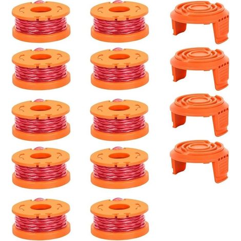 14 Pièces Rechange pour Fil Debroussailleuse Worx 20V, Fil Ø 1,65mm, Longueur 3m, Bobine Debroussailleuse, Coupe Bordure (10 Bobines + 4 Capuchons) (1/5)