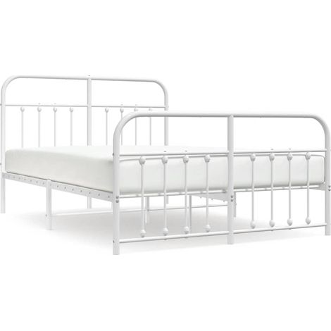 Maison Exclusive - Cadre de lit métal sans matelas et pied de lit blanc 135x190 cm (1/5)