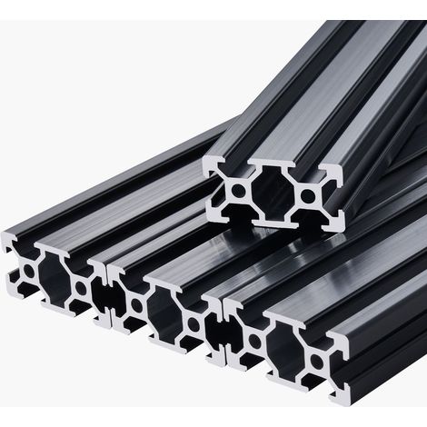 Profilé en aluminium 2040 anodisé noir, 5 pièces de 1000 mm, rail linéaire haute résistance pour imprimante 3D, CNC et gravure laser. (1/5)