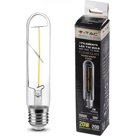 V-TAC VT-2042 7251 Lampadina LED E27 2W T30 Filamento 2700K (1/8)