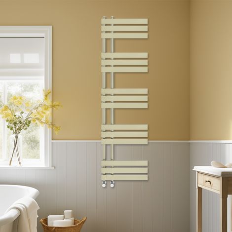 Bathroom D-shape Heated Towel Rail Designer Radiator Ladder Warmer Heating Rads 1600x450mm Brushed Brass (1/5)