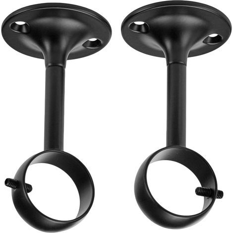 Support de plafond pour tringle à rideau, Lot de 2, 2.5 cm, 1 paquet, Noir (1/5)