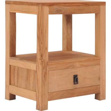 Comodino con cassetto e ripiano 40 x 30 x 50 cm in legno massello di teak DEC032936