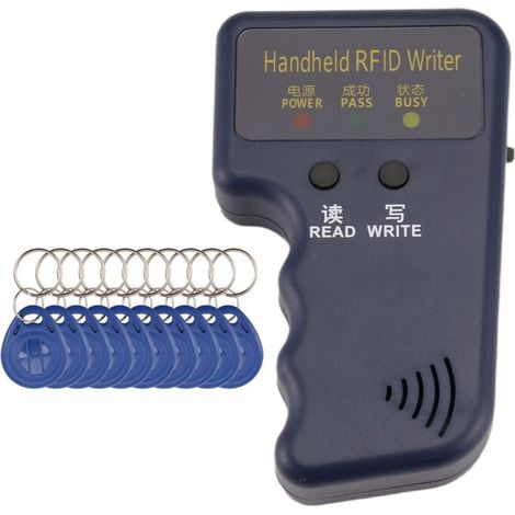 Lettore/scrittore/duplicatore/fotocopiatrice RFID portatile, 125 kHz, con programmatore di clonazione di carte d'identità aggiornato e 10 carte riscrivibili (1/4)